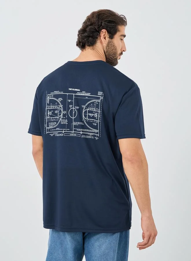 Styli Back Graphic Print Crew Neck Oversized T-Shirt